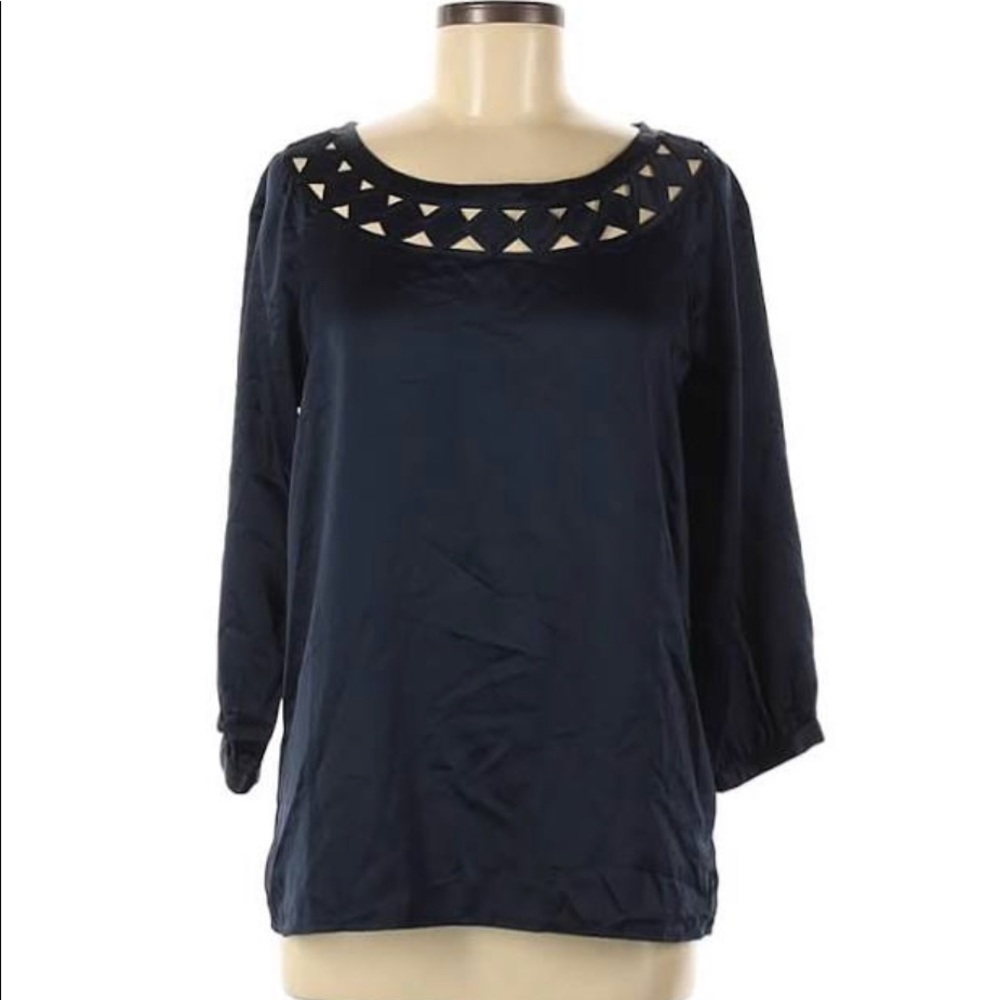 NWOT Banana Republic Women’s Navy Satin Blouse SzS